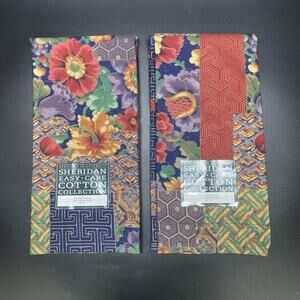 2 Vtg Sheridan Australia Cotton European Sham 26x26 Patchwork Boho Floral NOS